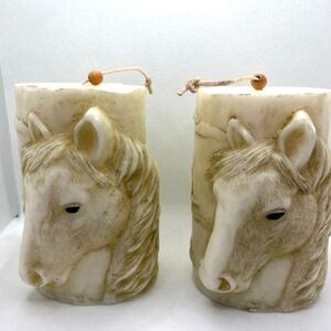 Vintage Horse Design Cream Candles